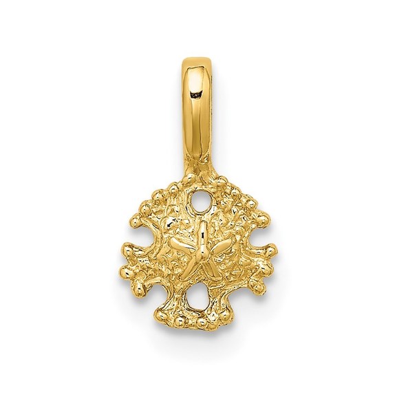 14k Yellow Gold Mini Sand Dollar with Fixed Bail Charm Pendant 12.4mm X 7.2mm